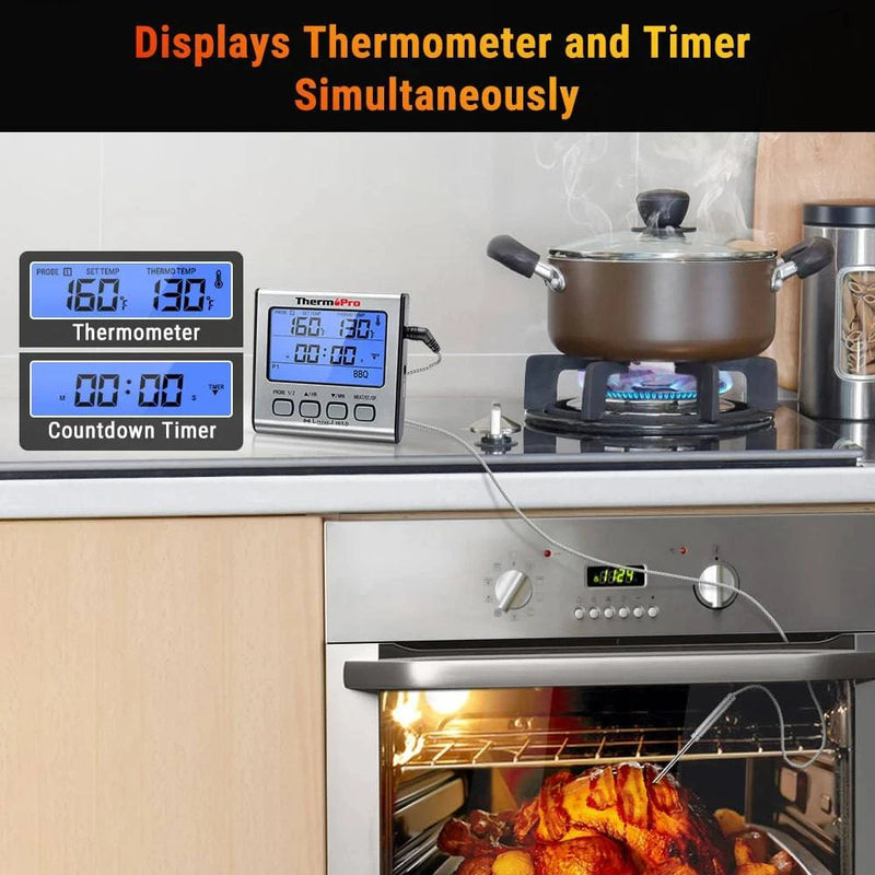 ThermoPro TP17 Dual Probes Digital Outdoor Meat Thermometer Cooking BBQ Oven Thermometer with Big LCD Screen For Kitchen - Property & Safety Tradings