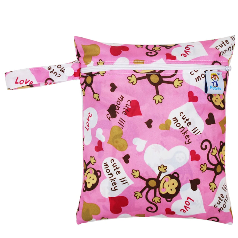 Printed Pocket Wet Bag Waterproof Reusable Nappy Bags PUL Travel Baby Nappy Mini Size Wet Dry Bags Wetbags 25x20cm Wholesale - PST PS Tradings