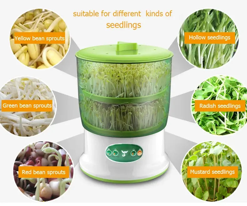 Intelligent Bean Sprouts Maker Thermostat Green Vegetable Seeds Growth Bucket Automatic Electric Sprout Buds Germinator Machine - Property & Safety Tradings