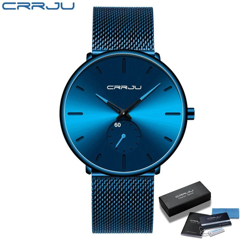 CRRJU Fashion Mens Watches Top Brand Luxury Quartz Watch Men Casual Slim Mesh Steel Waterproof Sport Watch Relogio Masculino - Property & Safety Tradings