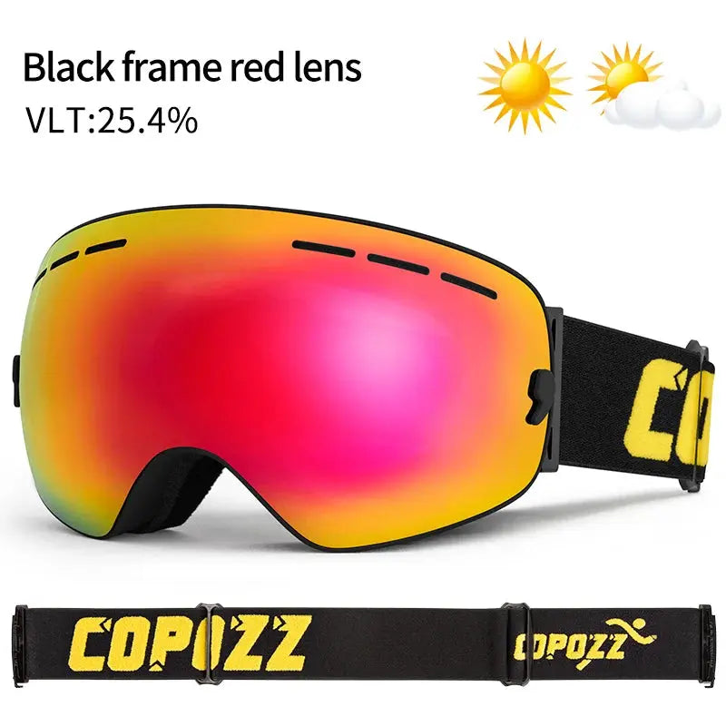 COPOZZ Brand Professional Ski Goggles Double Layers Lens Anti-fog UV400 Big Ski Glasses Skiing Snowboard Men Women Snow Goggles - Property & Safety Tradings