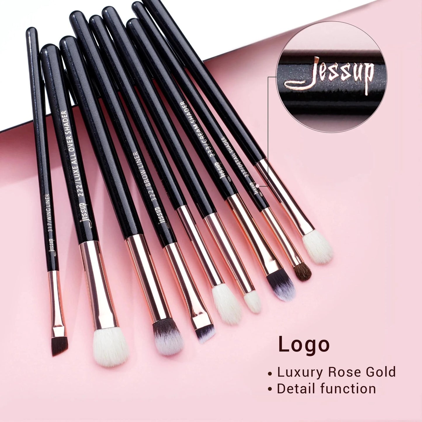 Jessup Makeup Brushes Set 15pcs Make up Brush Tools kit Eye Liner Shader natural-synthetic hair Rose Gold/Black T157 - Property & Safety Tradings