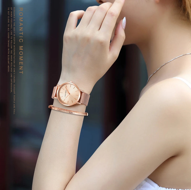 Drop Shipping A++++ Quality Stainless Steel Band Japan Quartz Movement Waterproof Women Full Rose Gold Ladies Luxury Wrist Watch - Property & Safety Tradings