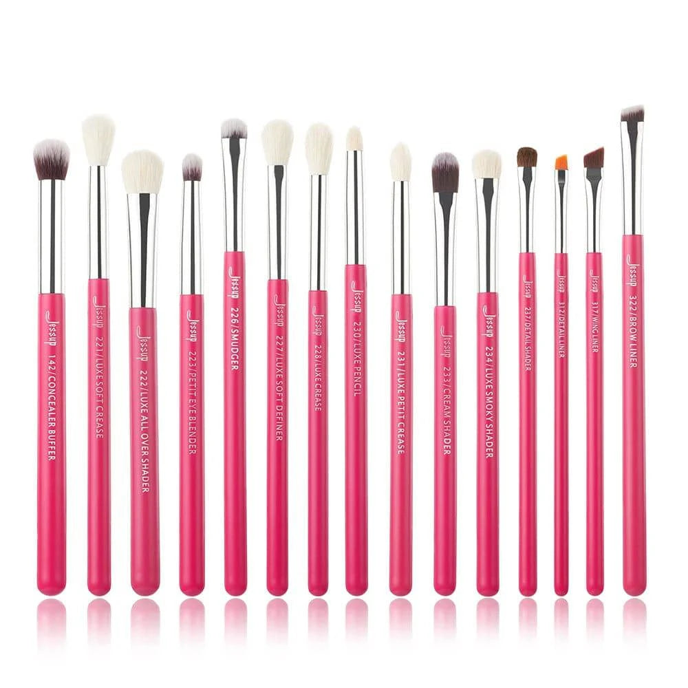 Jessup Makeup Brushes Set 15pcs Make up Brush Tools kit Eye Liner Shader natural-synthetic hair Rose Gold/Black T157 - Property & Safety Tradings