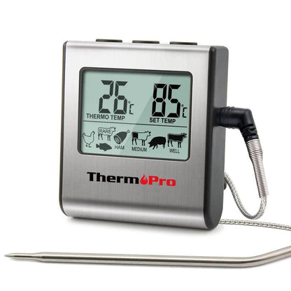 ThermoPro TP-16 Digital Thermometer For Oven Smoker Candy Liquid Kitchen Cooking Grilling Meat BBQ Thermometer and Timer - Property & Safety Tradings