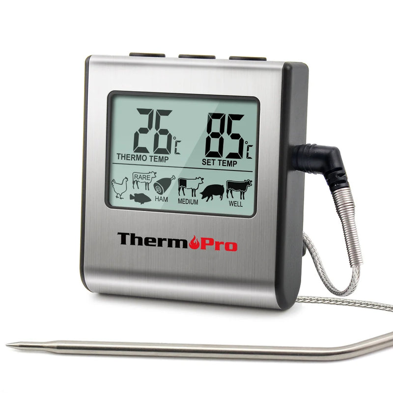 ThermoPro TP-16 Digital Thermometer For Oven Smoker Candy Liquid Kitchen Cooking Grilling Meat BBQ Thermometer and Timer - PST PS Tradings