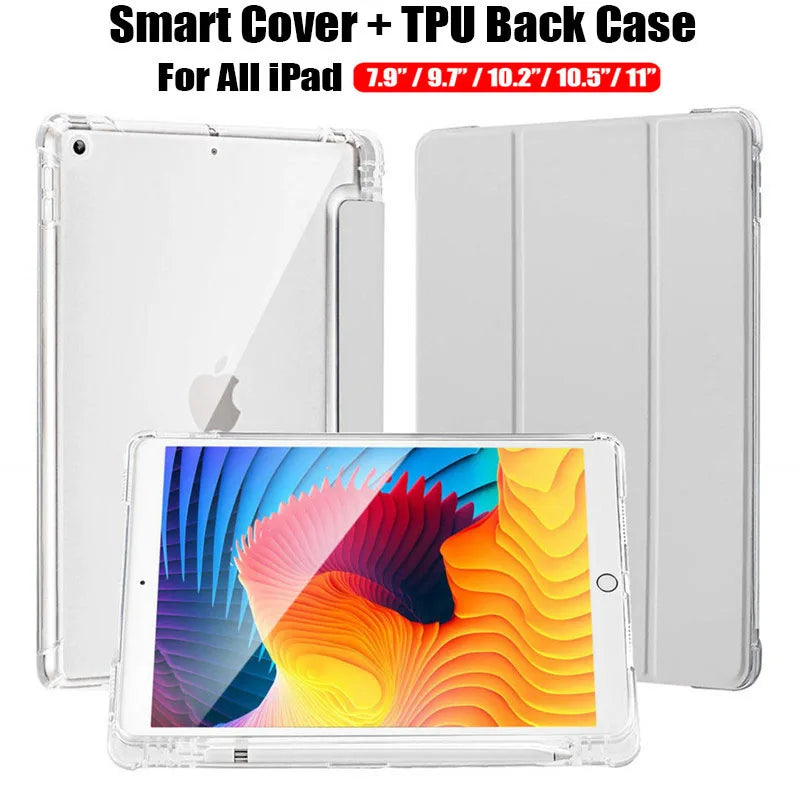 Smart Cover For iPad Mini 1 2 3 4 5 6 7.9 inch Ultra Slim PU Leather Case + PC translucent back case for Apple ipad mini 5 4 3 2 - PST PS Tradings