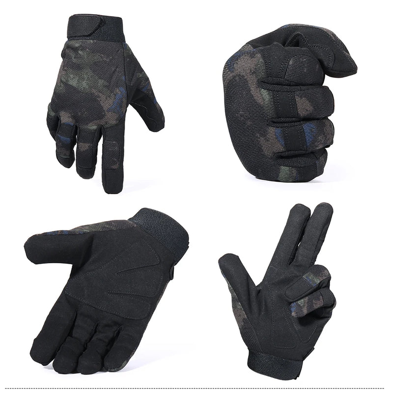 Outdoor Tactical Gloves Bicycle Airsoft Hiking Climbing Shooting Paintball Working Camo Sport Full Finger Glove Outdoor Gear - PST PS Tradings