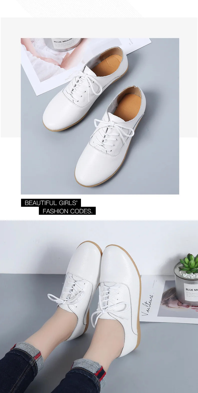 Spring Summer Women Oxford Shoes Ballerina Flats Shoes Women Genuine Leather Shoes Moccasins Lace Up Loafers Zapatos Mujer - PST PS Tradings