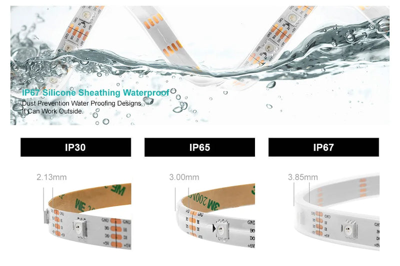 WS2813 Led Strip Light Dual Signal Individually Addressable 1m 4m 5m 30 60 100 144 LEDs WS2812B Updated Black White PCB DC5V