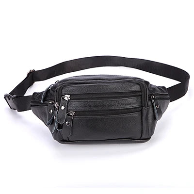 Fashion Men Genuine Leather Fanny Bag for Phone Pouch Male Leather Messenger Bags Brand Fanny Pack Male Travel Waist Bag Men - Property & Safety Tradings