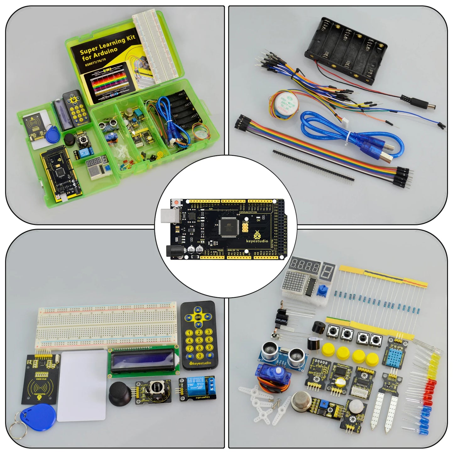 2024 Aktualisierte Version Keyestudio Super Starter Kit für Mega 2560R3 für UNOR3 Board, kompatibel mit Arduino Starter Kit + Tutorial