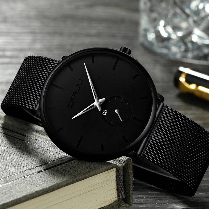 CRRJU Fashion Mens Watches Top Brand Luxury Quartz Watch Men Casual Slim Mesh Steel Waterproof Sport Watch Relogio Masculino - Property & Safety Tradings