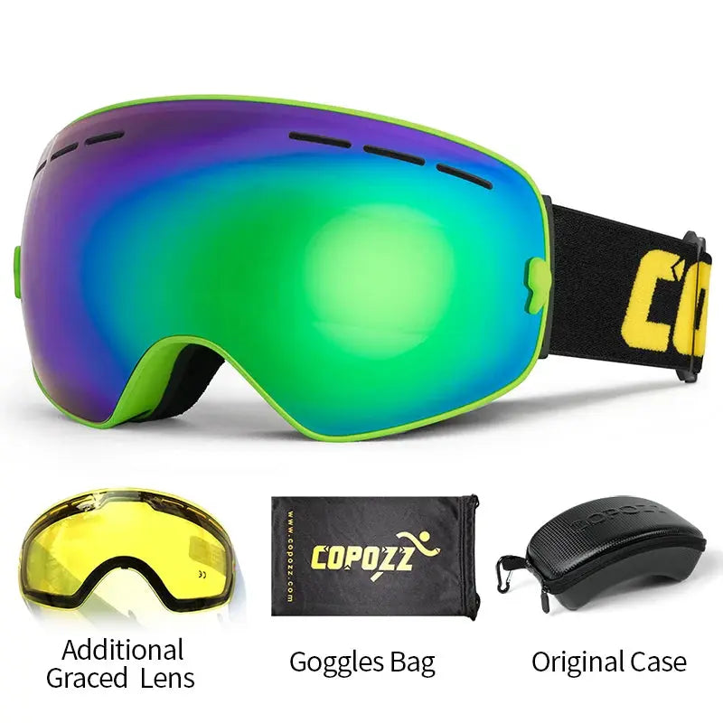 COPOZZ Brand Professional Ski Goggles Double Layers Lens Anti-fog UV400 Big Ski Glasses Skiing Snowboard Men Women Snow Goggles - Property & Safety Tradings