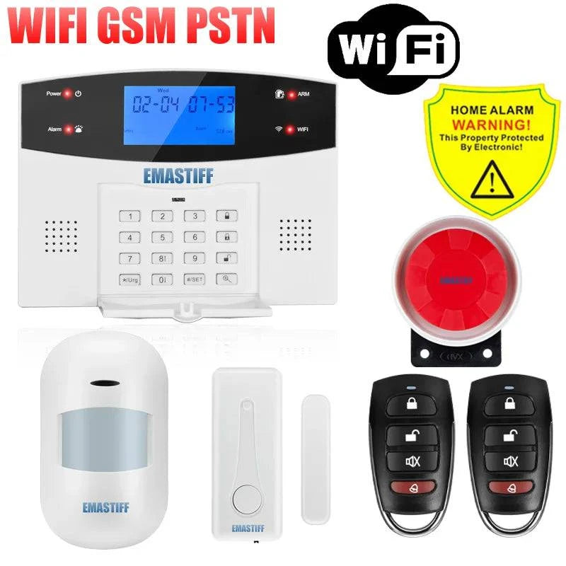 IOS Android APP Wired Wireless Home Security Tuya WIFI PSTN GSM Alarm System Intercom Remote Control Autodial Siren Sensor Kit - Property & Safety Tradings