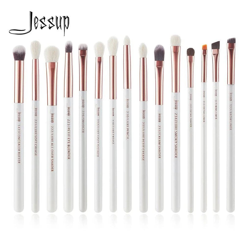 Jessup Professional Makeup Brushes Set 15pcs Make up Brush Pearl White/Silver Tools kit Eye Liner Shader natural-synthetic hair - PST PS Tradings