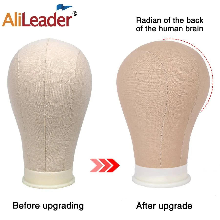 Alileader Canvas Block Poly Head Wig Making Head Weft/Wig Display Styling Mannequin Head Manikin Head Dryer20.5" 21"22.5"23inch - PST PS Tradings