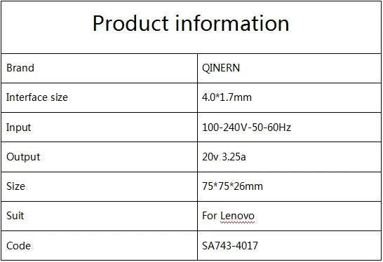 20V 3.25A 65W 4.0*1.7mm AC Laptop Charger For Lenovo IdeaPad 330s 320 100-15 B50-10 YOGA 710 510-14ISK Redmibook 14 13 Adapter - PST PS Tradings