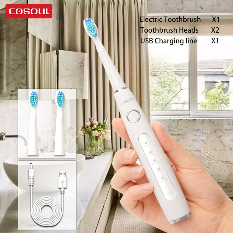 Electric Toothbrush Sonic Rechargeable Top Quality Smart Chip Toothbrush Head Replaceable Whitening Healthy Best Gift ! - PST PS Tradings