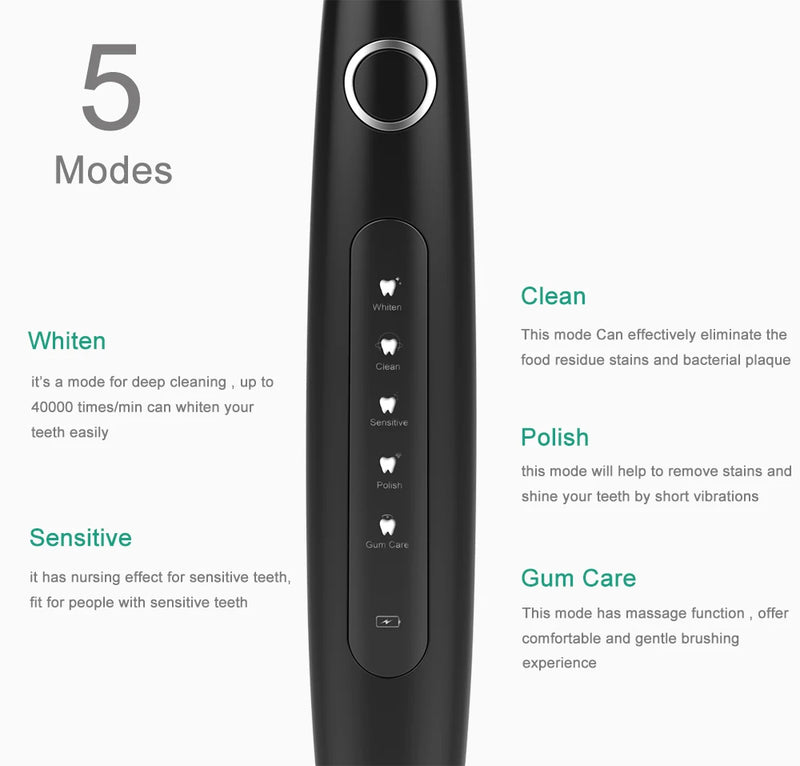 Electric Toothbrush Sonic Rechargeable Top Quality Smart Chip Toothbrush Head Replaceable Whitening Healthy Best Gift ! - PST PS Tradings