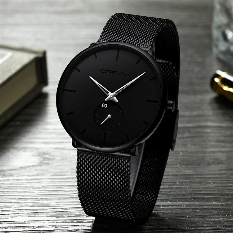 CRRJU Fashion Mens Watches Top Brand Luxury Quartz Watch Men Casual Slim Mesh Steel Waterproof Sport Watch Relogio Masculino - Property & Safety Tradings