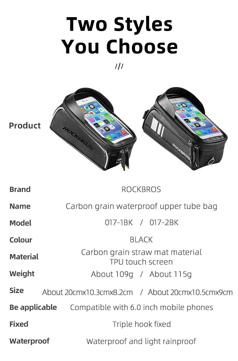 ROCKBROS Bicycle Bag Waterproof Touch Screen Cycling Bag Top Front Tube Frame MTB Road Bike Bag 6.5 Phone Case Bike Accessories - PST PS Tradings