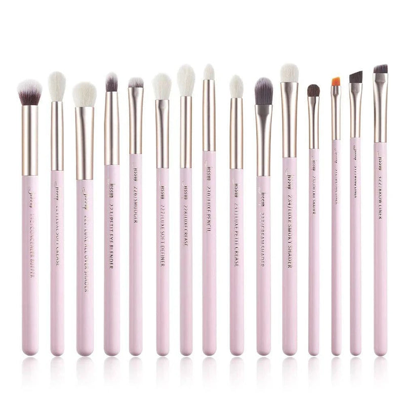 Jessup Professional Makeup Brushes Set 15pcs Make up Brush Pearl White/Silver Tools kit Eye Liner Shader natural-synthetic hair - Property & Safety Tradings