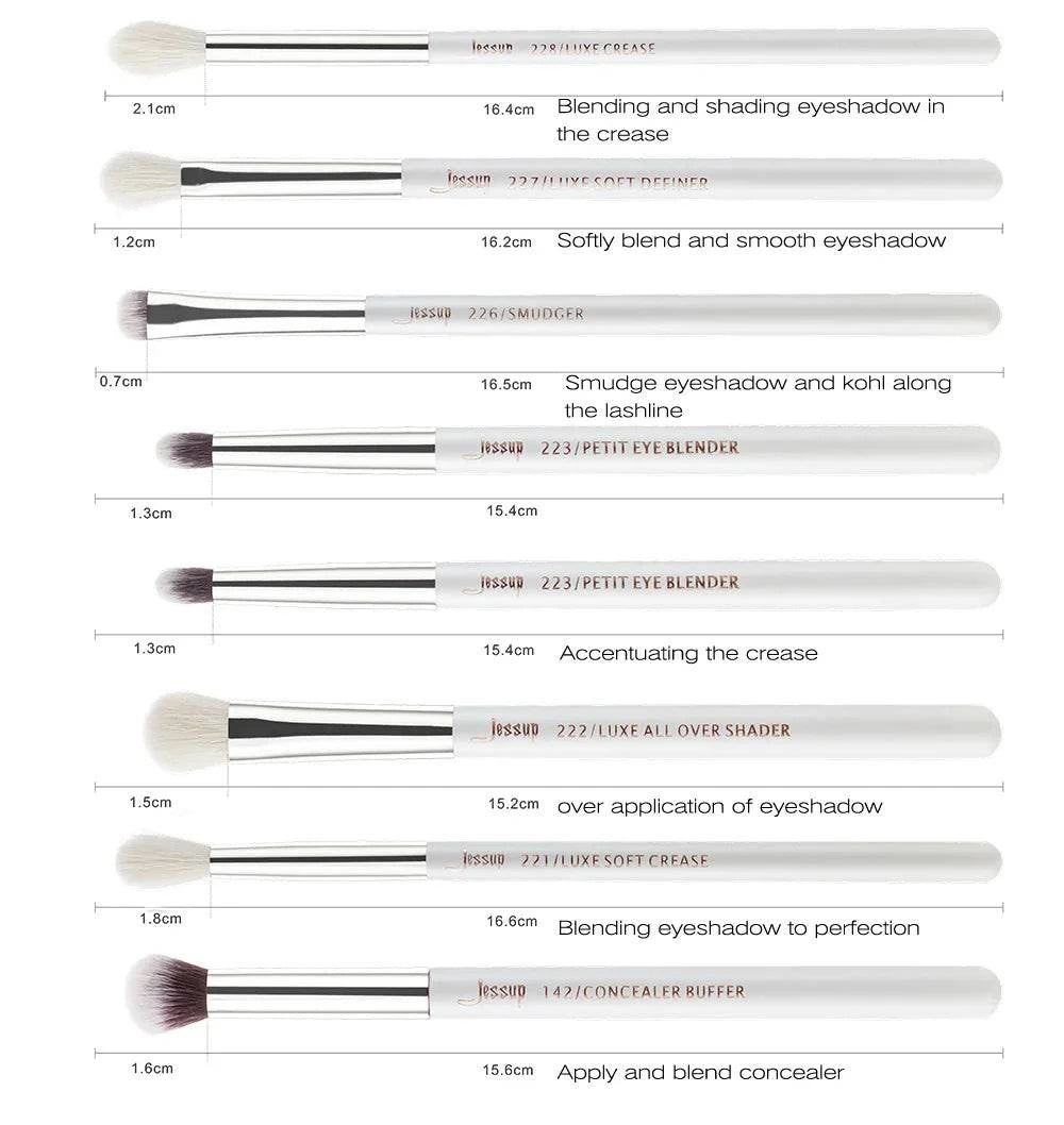 Jessup Professional Makeup Brushes Set 15pcs Make up Brush Pearl White/Silver Tools kit Eye Liner Shader natural-synthetic hair - Property & Safety Tradings