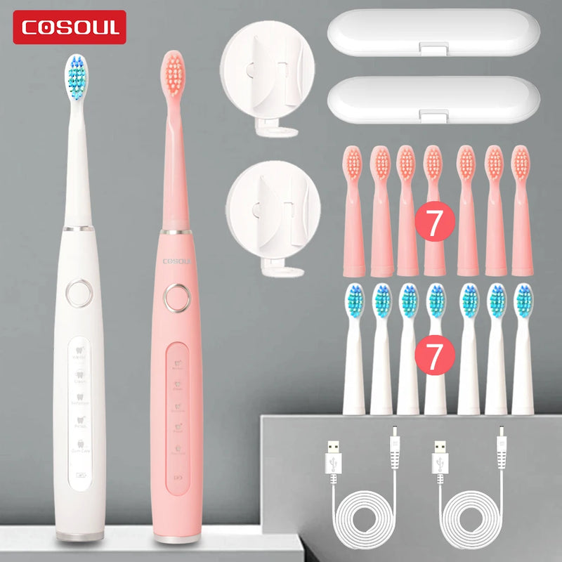 Electric Toothbrush Sonic Rechargeable Top Quality Smart Chip Toothbrush Head Replaceable Whitening Healthy Best Gift ! - PST PS Tradings