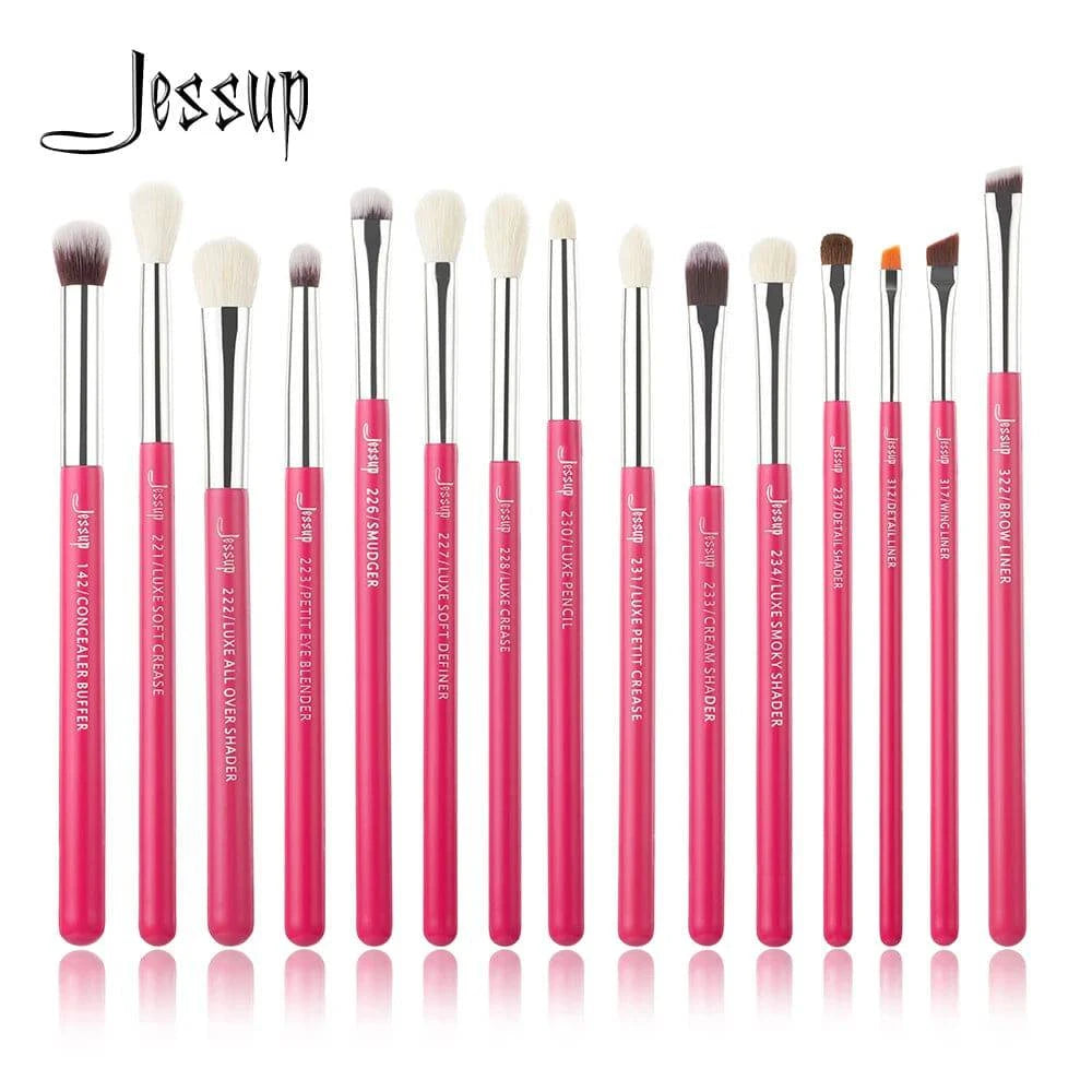 Jessup Professional Makeup Brushes Set 15pcs Make up Brush Pearl White/Silver Tools kit Eye Liner Shader natural-synthetic hair - Property & Safety Tradings