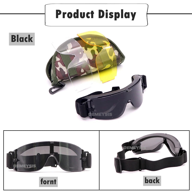 Tactical Glasses Airsoft Glasses Paintball Shooting eyewear Windproof  Tactical Goggles Anti-UV Protection Glasses - PST PS Tradings