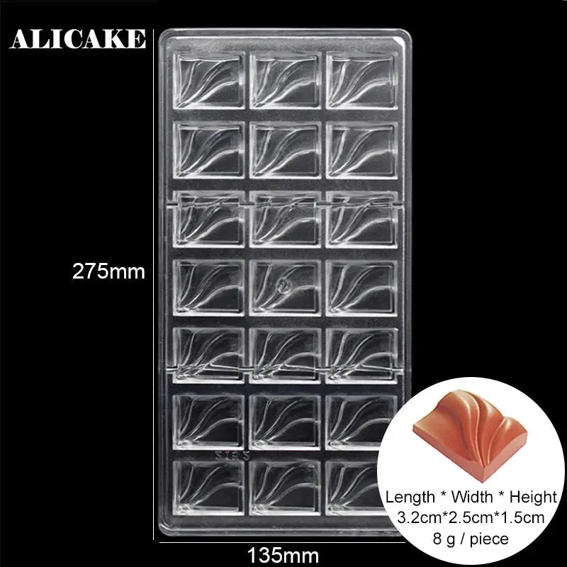 Polycarbonate Chocolate Molds for Chocolate Professional Baking Candy Bonbons Bar Acrylic Mould Confectionery Bakery Utensils - Property & Safety Tradings