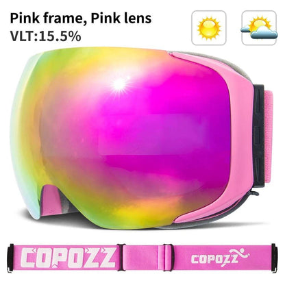 COPOZZ Magnetic Ski Goggles with Quick-Change Lens and Case Set 100% UV400 Protection Anti-fog Snowboard Goggles for Men & Women - Property & Safety Tradings