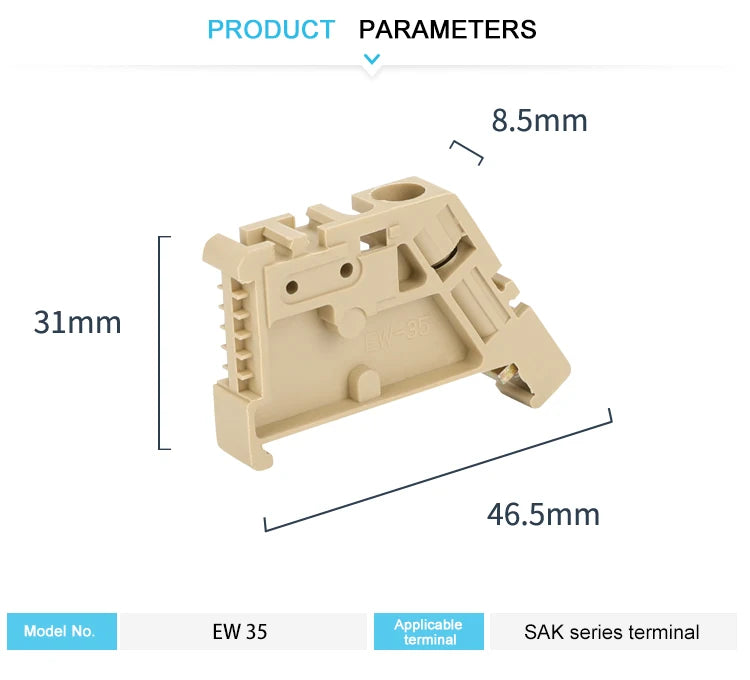 End Bracket Stop For NS35 DIN Rail Terminal Block E/UK E/UK2 EW35 WKF35 249-117 End Clamp For Universal Connector Marker Holder - PST PS Tradings