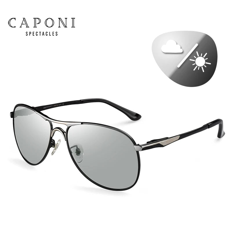 CAPONI Driving Photochromic High Quality Sunglasses Polarized Classic Brand Sun Glasses for Men oculos de sol masculino BS8722