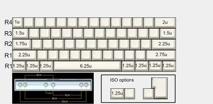 White Black Gray Green Blank Thick PBT OEM Profile 62 Key ISO 61 ANSI Keycaps For MX Switches Mechanical Keyboard (Only Keycap) - Property & Safety Tradings