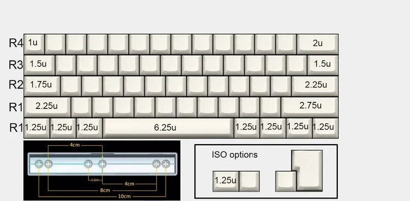 White Black Gray Green Blank Thick PBT OEM Profile 62 Key ISO 61 ANSI Keycaps For MX Switches Mechanical Keyboard (Only Keycap) - Property & Safety Tradings