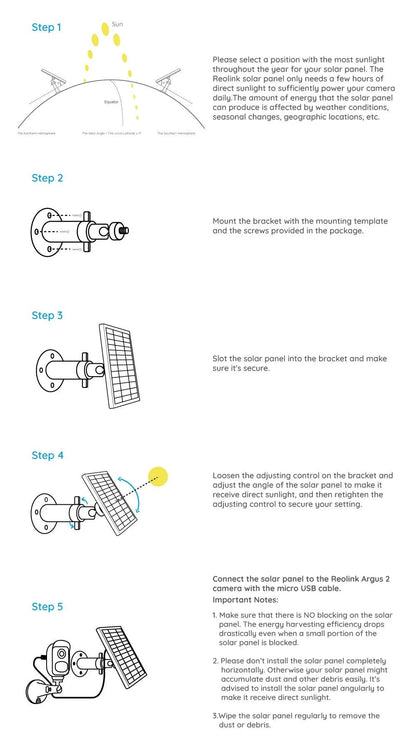 Reolink Solar Panel with 4m cable for Reolink rechargeable battery cameras Solar Panel for Argus 3 Pro/Argus PT/Trackmix/Duo 2 - Property & Safety Tradings