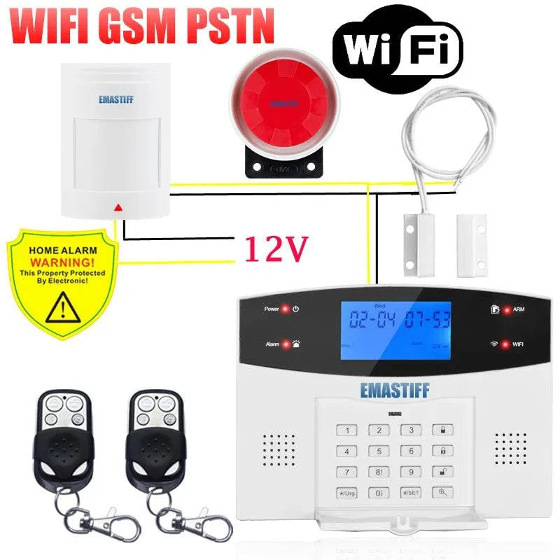 IOS Android APP Wired Wireless Home Security Tuya WIFI PSTN GSM Alarm System Intercom Remote Control Autodial Siren Sensor Kit - Property & Safety Tradings