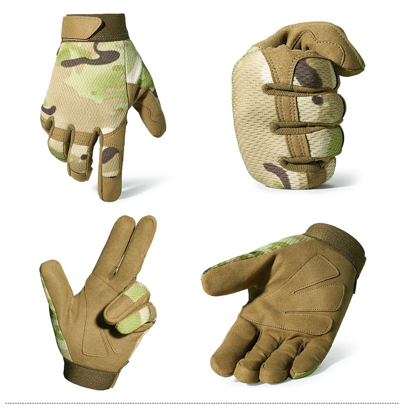 Outdoor Tactical Gloves Bicycle Airsoft Hiking Climbing Shooting Paintball Working Camo Sport Full Finger Glove Outdoor Gear - PST PS Tradings