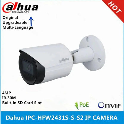 Dahua IPC-HFW2431S-S-S2 4MP IR30M & IPC-HFW2441S-S 4MP POE IR30M IP67 built in MIC SMD Plus Bullet WizSense Network ip Camera - Property & Safety Tradings