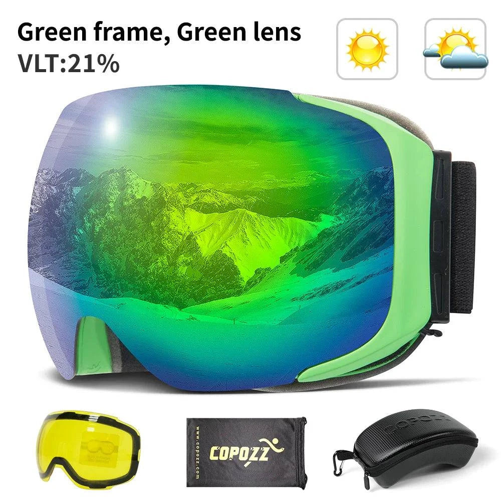 COPOZZ Magnetic Ski Goggles with Quick-Change Lens and Case Set 100% UV400 Protection Anti-fog Snowboard Goggles for Men & Women - Property & Safety Tradings