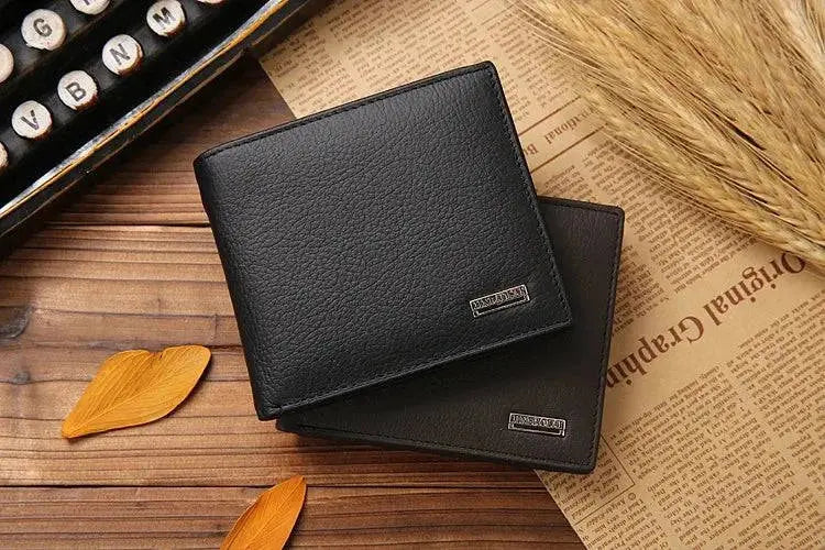 JINBAOLAI Genuine Leather Men Wallets Short Design ID Card Holder Waterproof Black Male Wallet Casual Top Quality Men Purse - PST PS Tradings