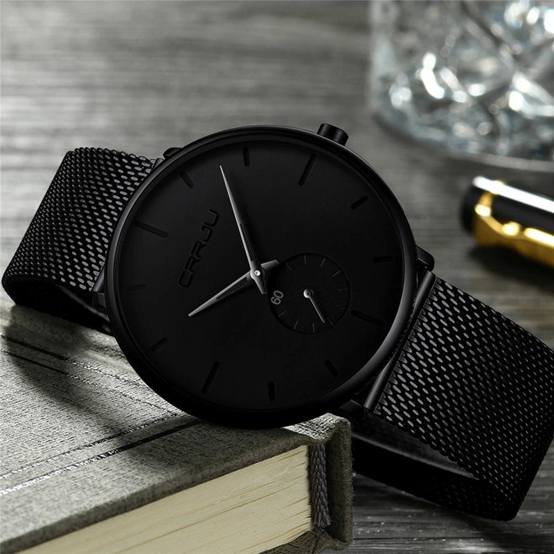 CRRJU Fashion Mens Watches Top Brand Luxury Quartz Watch Men Casual Slim Mesh Steel Waterproof Sport Watch Relogio Masculino - Property & Safety Tradings