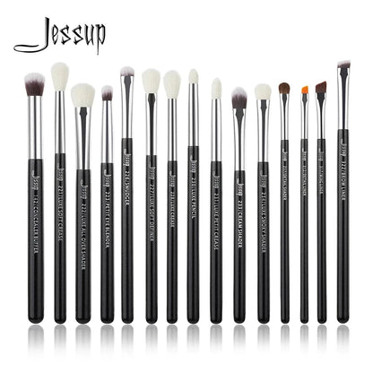 Jessup Professional Makeup Brushes Set 15pcs Make up Brush Pearl White/Silver Tools kit Eye Liner Shader natural-synthetic hair - PST PS Tradings