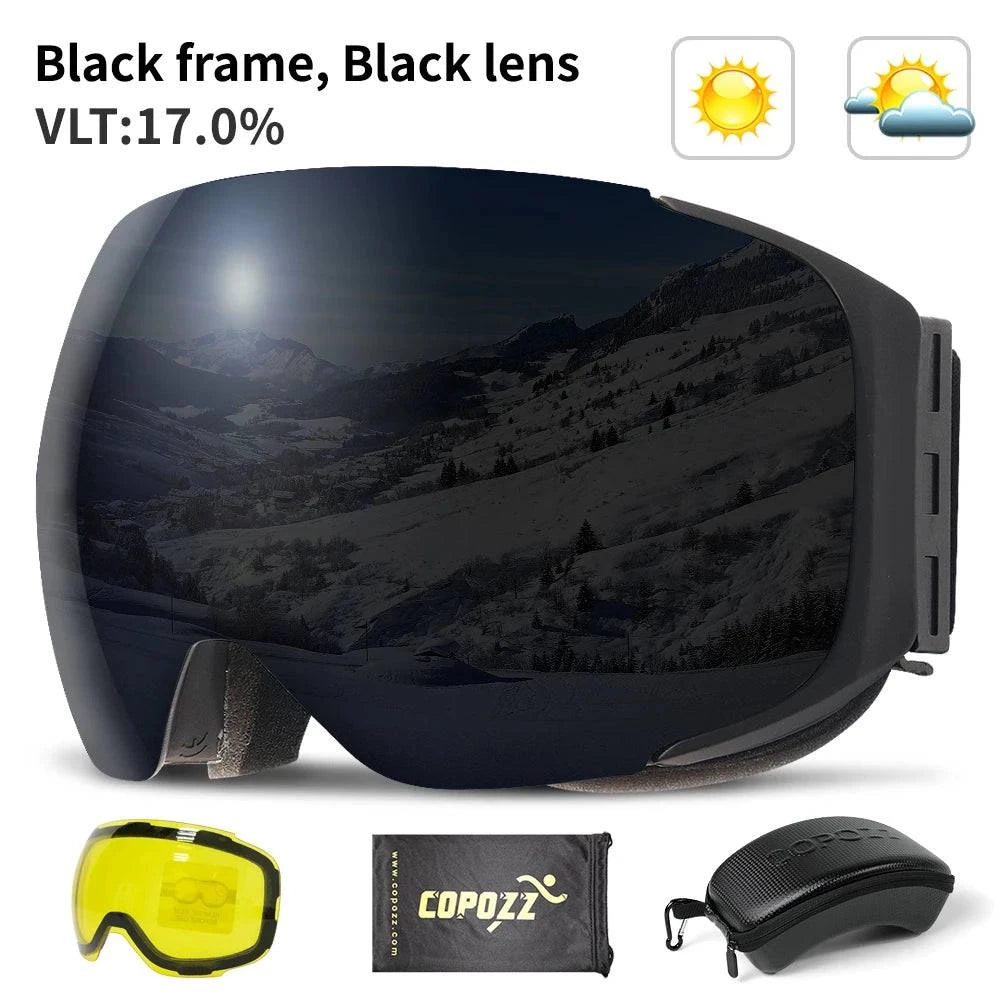 COPOZZ Magnetic Ski Goggles with Quick-Change Lens and Case Set 100% UV400 Protection Anti-fog Snowboard Goggles for Men & Women - Property & Safety Tradings