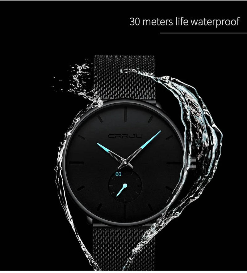 CRRJU Fashion Mens Watches Top Brand Luxury Quartz Watch Men Casual Slim Mesh Steel Waterproof Sport Watch Relogio Masculino - PST PS Tradings