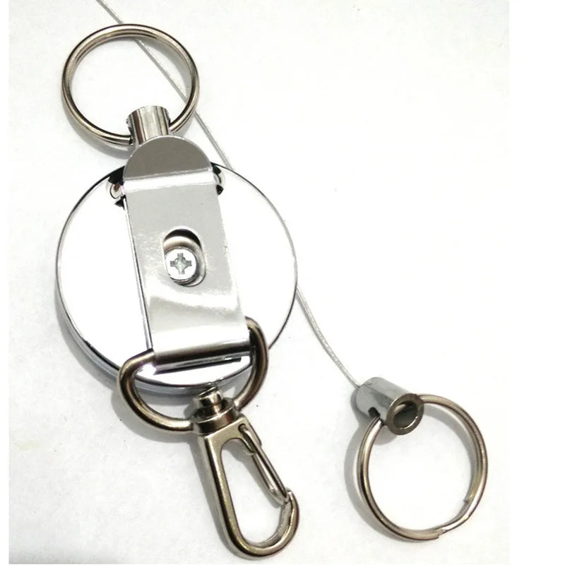 1pc Retractable Pull Key Ring ID Badge Holder Name Tag Card Holder Recoil Reel Belt Clip Gift Office Supplies - PST PS Tradings