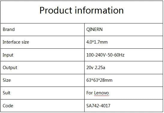 20V 2.25A 45W 4.0*1.7MM Laptop Adapter Charger For Lenovo YOGA 310 510 520 710 MIIX5 7000 Air 12 13 ideapad 320 100 110 N22 N42 - Property & Safety Tradings