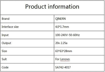 20V 2.25A 45W 4.0*1.7MM Laptop Adapter Charger For Lenovo YOGA 310 510 520 710 MIIX5 7000 Air 12 13 ideapad 320 100 110 N22 N42 - Property & Safety Tradings